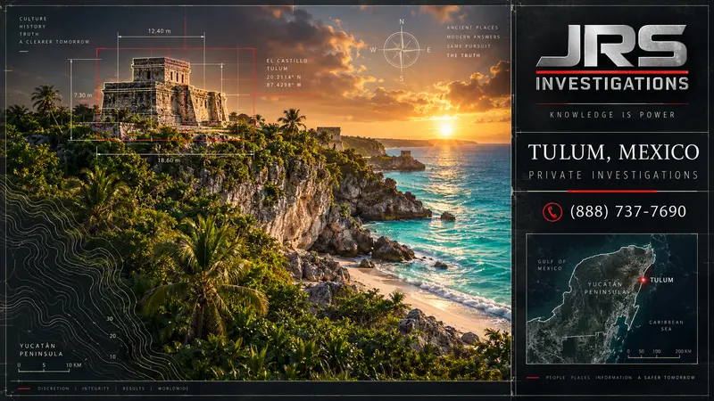 JRS Investigations Tulum Mexico infidelity investigation with Tulum coastline and discreet surveillance evidence