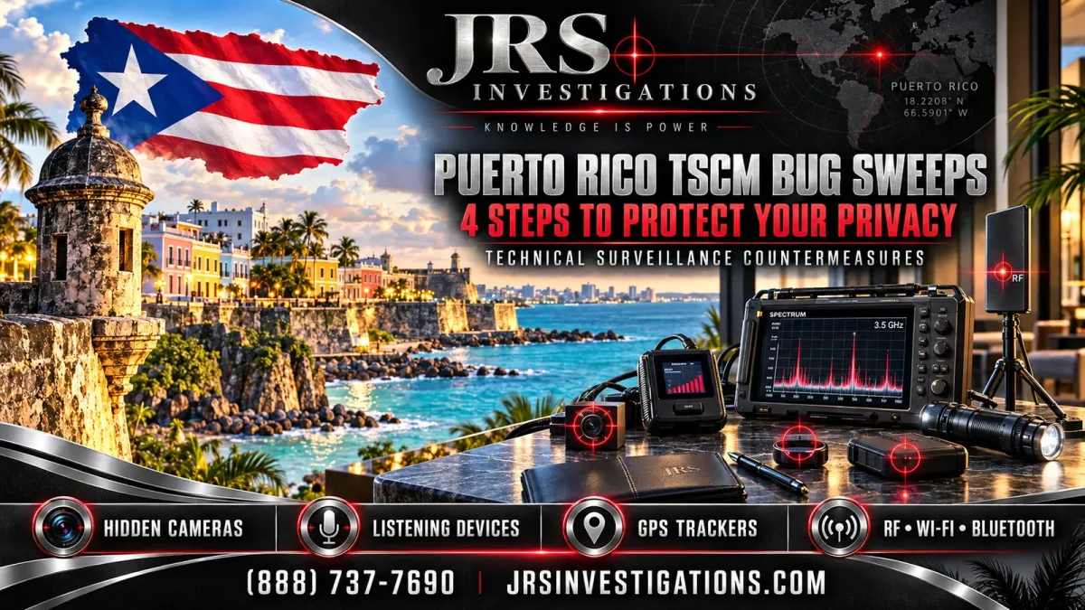 JRS Investigations Puerto Rico TSCM bug sweeps for hidden cameras, listening devices, GPS trackers and wireless threats