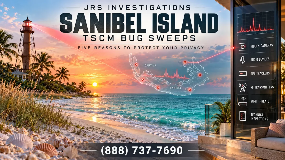 Sanibel Island TSCM bug sweeps for hidden cameras, audio devices, GPS trackers, RF transmitters and Wi-Fi threats
