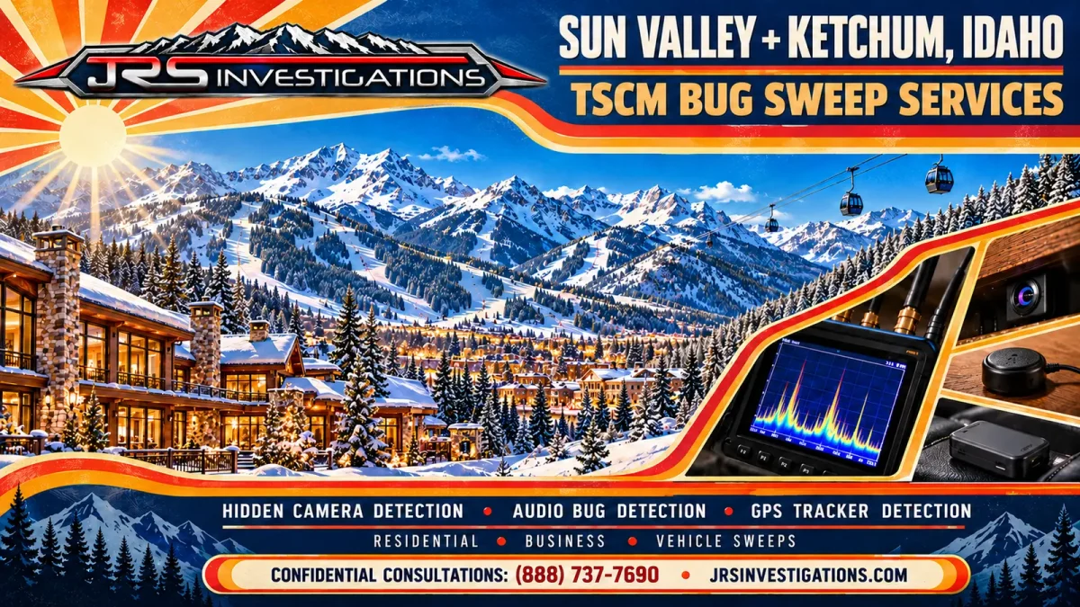 JRS Investigations Sun Valley and Ketchum Idaho TSCM bug sweep services for hidden cameras, audio bugs and GPS trackers