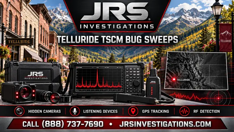 JRS Investigations Telluride Colorado TSCM bug sweeps for hidden cameras, listening devices, GPS tracking and RF detection