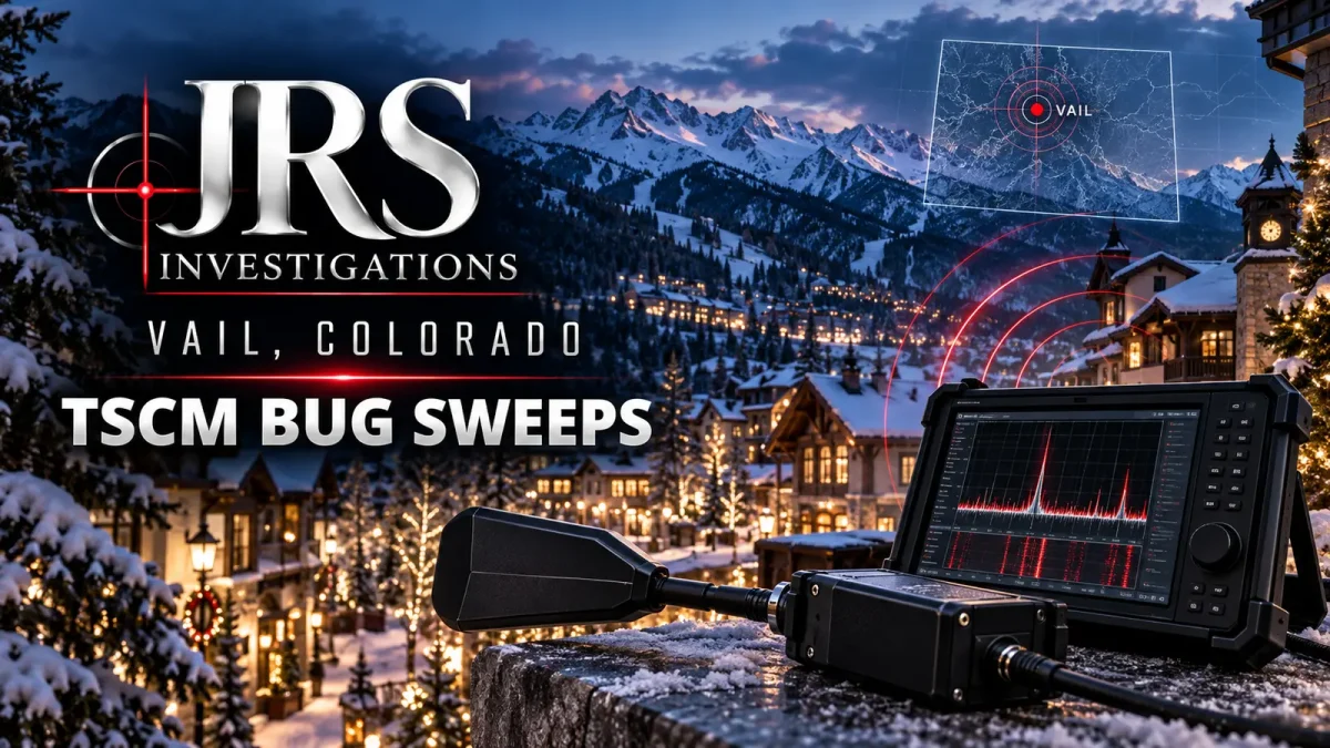Modern JRS Investigations Vail Colorado TSCM bug-sweep technology with snowy mountain village