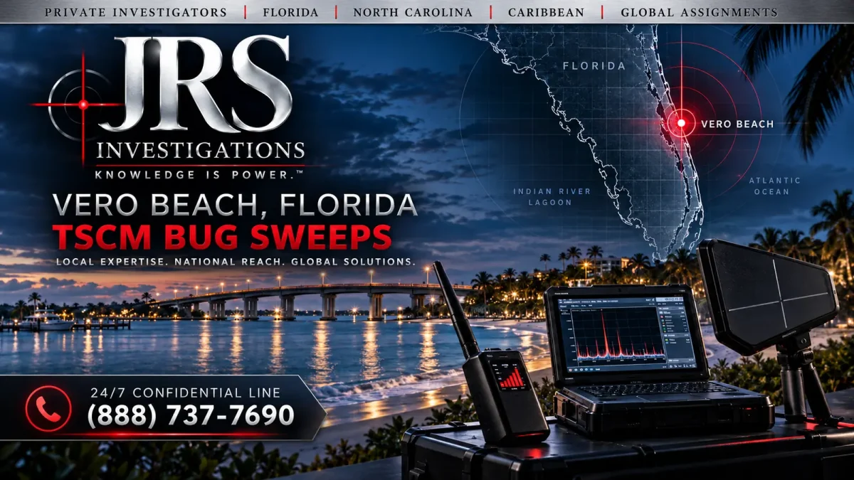 JRS Investigations Vero Beach Florida TSCM bug sweeps with confidential contact and coastal RF technology