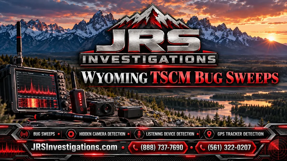 JRS Investigations Wyoming TSCM bug sweeps, hidden camera detection and GPS tracker detection