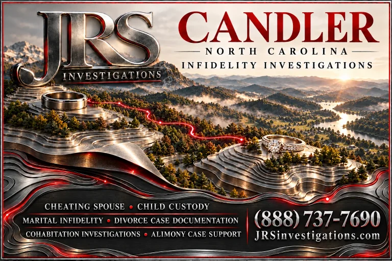 Candler infidelity and child custody investigations by JRS Investigations, with wedding rings and sculpted silver mountain artwork