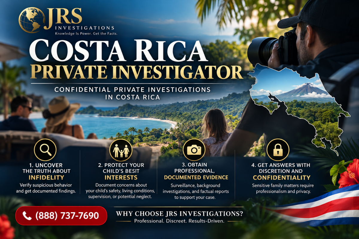 JRS Investigations Costa Rica private investigator services for infidelity, child custody, surveillance and documented evidence.