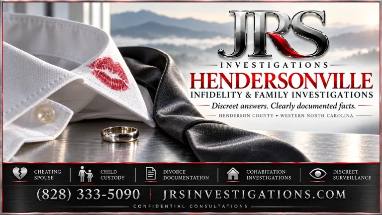 Lipstick on a white shirt collar with a wedding ring, illustrating Hendersonville infidelity and family investigation services.