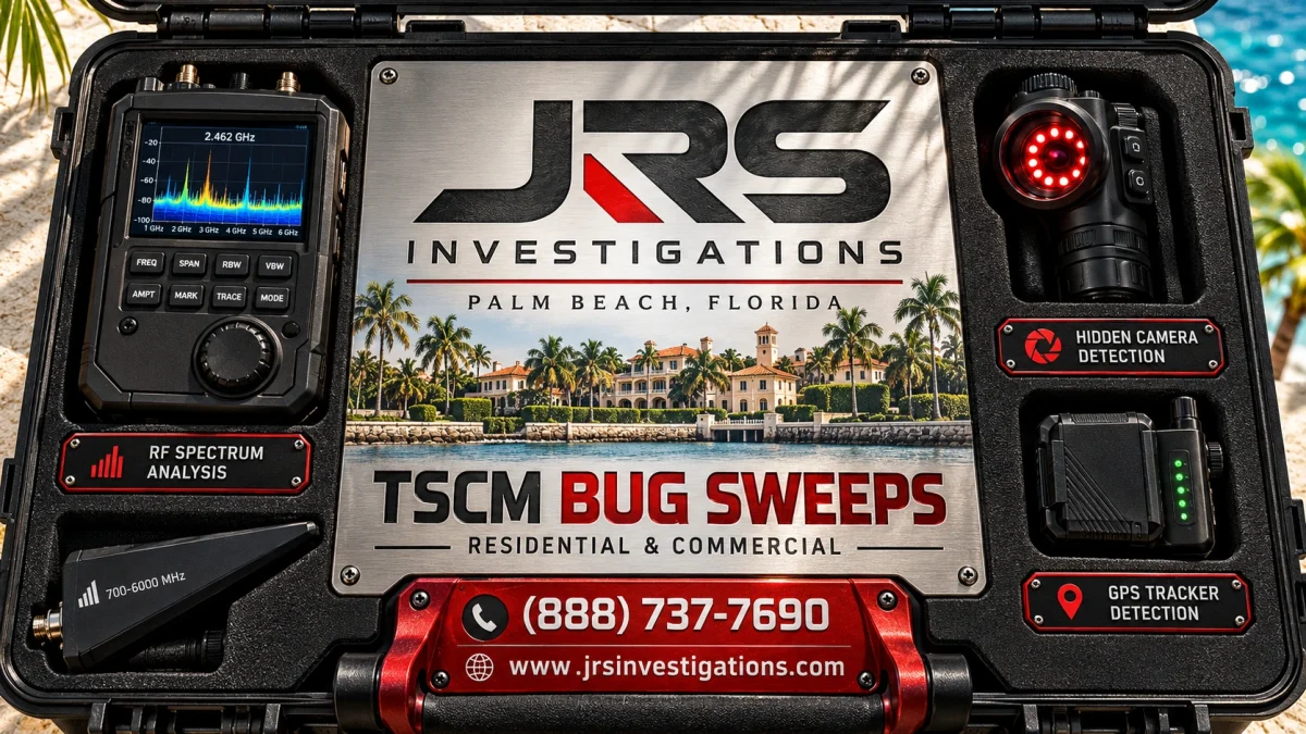JRS Investigations Palm Beach TSCM bug sweeps, hidden-camera detection and listening-device inspections.