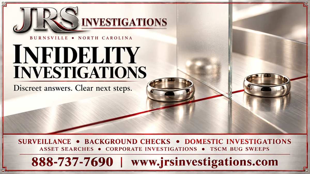 JRS Investigations Burnsville infidelity investigation artwork with wedding rings and frosted glass