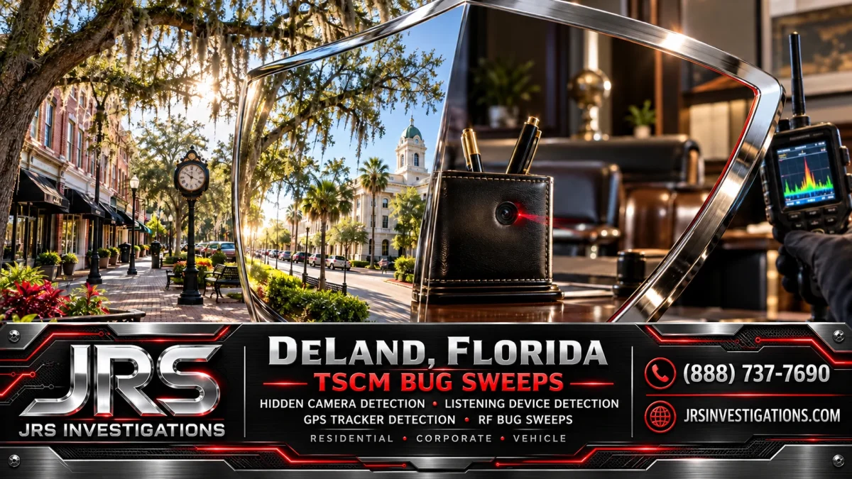 DeLand Florida TSCM bug sweeps with hidden camera detection and JRS Investigations contact information