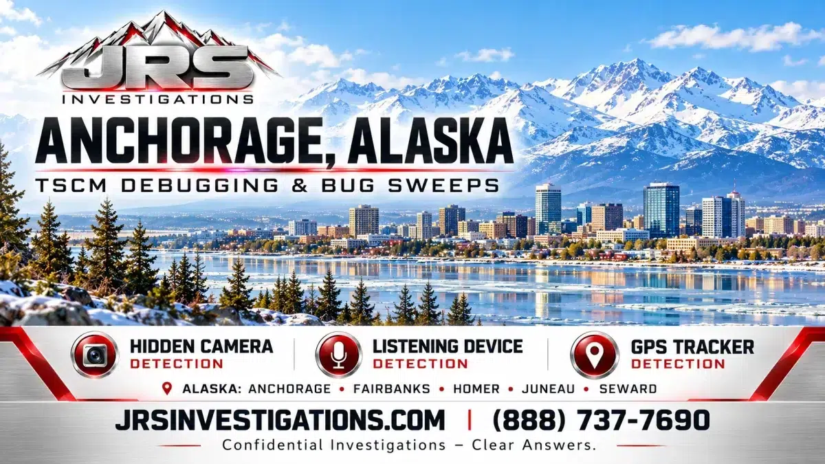 JRS Investigations Anchorage Alaska TSCM bug sweeps: hidden camera, listening device and GPS tracker detection