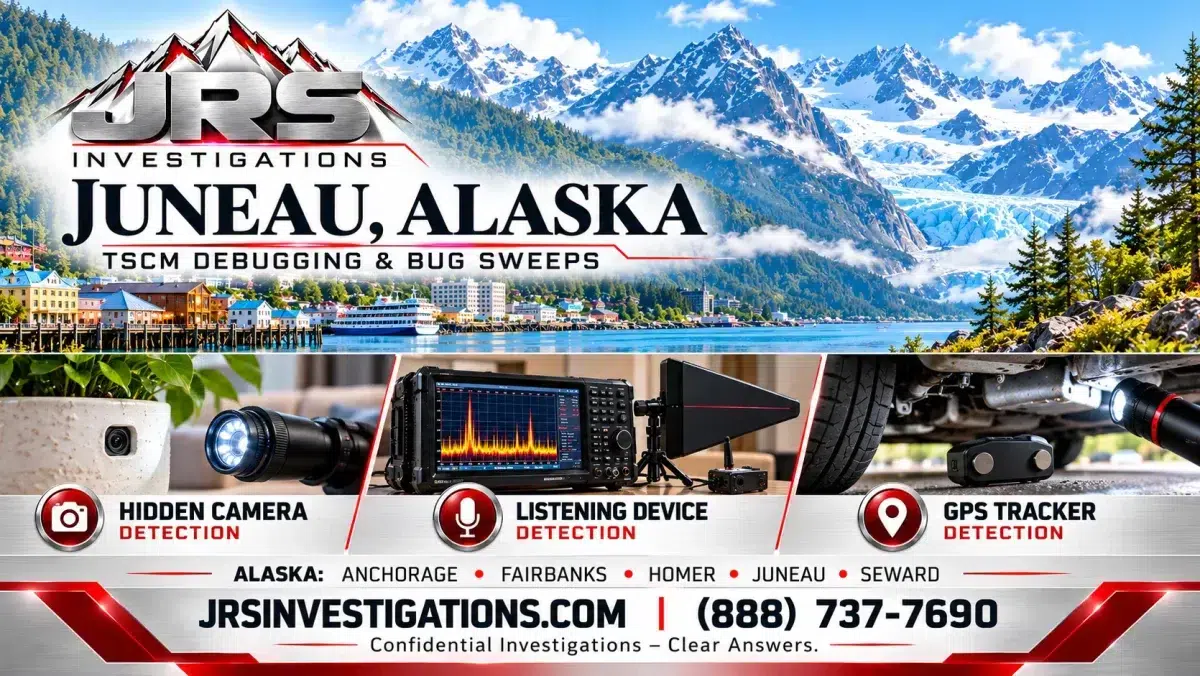 JRS Investigations Juneau Alaska TSCM bug sweeps: hidden camera, listening device and GPS tracker detection