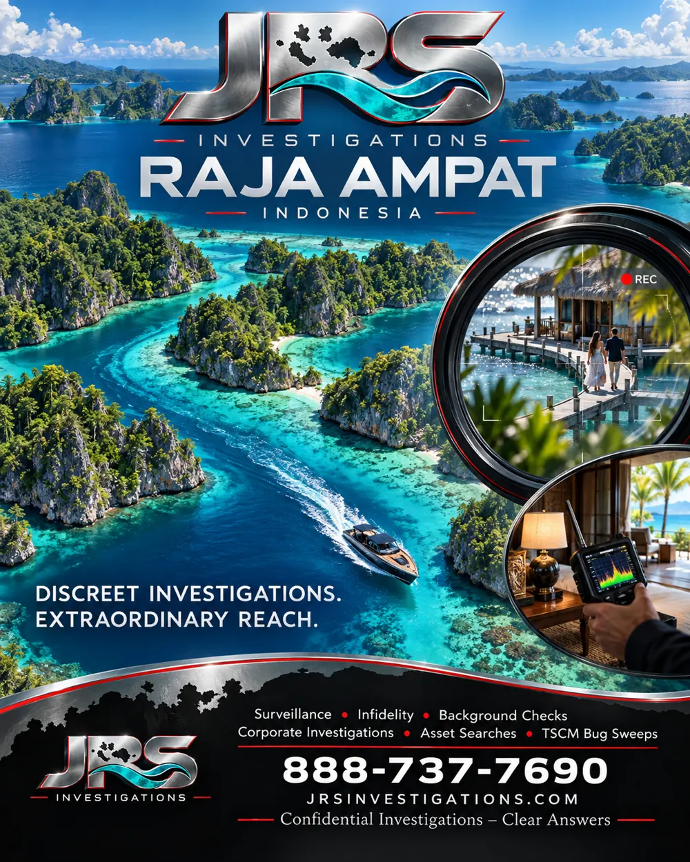 JRS Raja Ampat private investigations and TSCM service artwork
