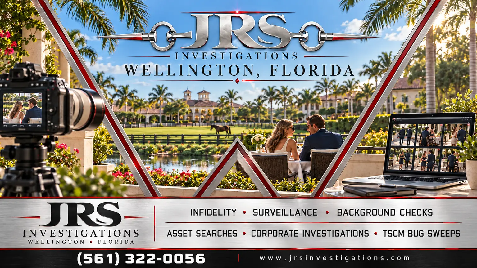 JRS Investigations Wellington Florida — discreet infidelity surveillance and private investigation services; call 561-322-0056.